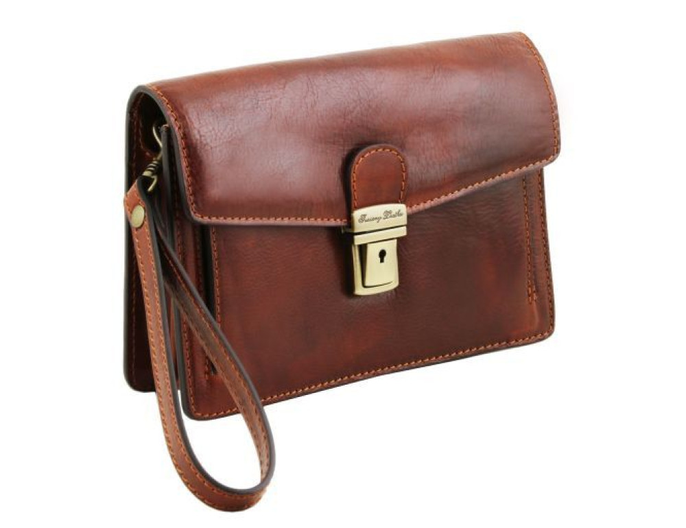 Коричнева шкіряна барсетка клатч для чоловіка TOMMY Tuscany Leather TL141442 brown - Фотографія № 3