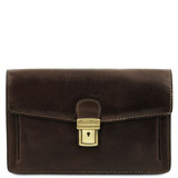 Темно-коричнева шкіряна барсетка чоловіча TOMMY Tuscany Leather TL141442 Dark-brown