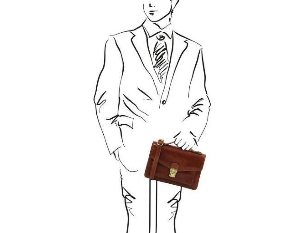 Коричнева чоловіча шкіряна барсетка Tuscany Leather TL141443 Brown - Фотографія № 2