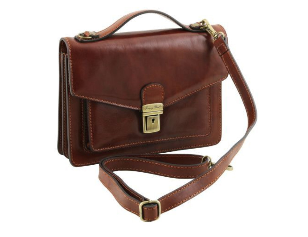 Коричнева чоловіча шкіряна барсетка Tuscany Leather TL141443 Brown - Фотографія № 3