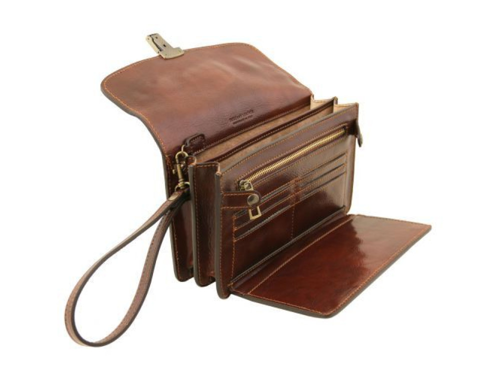 Чорна шкіряна барсетка чоловіча Tuscany Leather TL141444 Black - Фотографія № 7