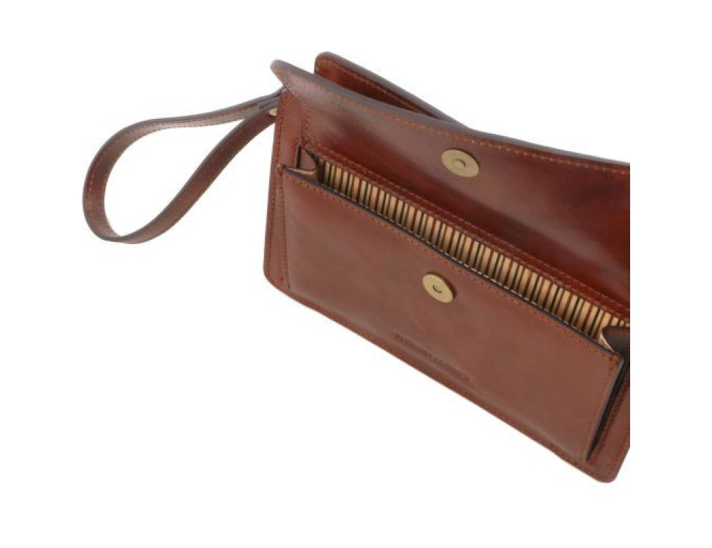 Світло-коричнева шкіряна барсетка-клатч Tuscany Leather TL141445 Med - Фотографія № 4