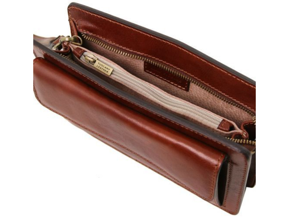 Світло-коричнева шкіряна барсетка-клатч Tuscany Leather TL141445 Med - Фотографія № 6