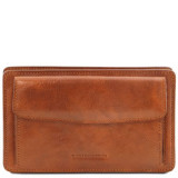 Світло-коричнева шкіряна барсетка-клатч Tuscany Leather TL141445 Med