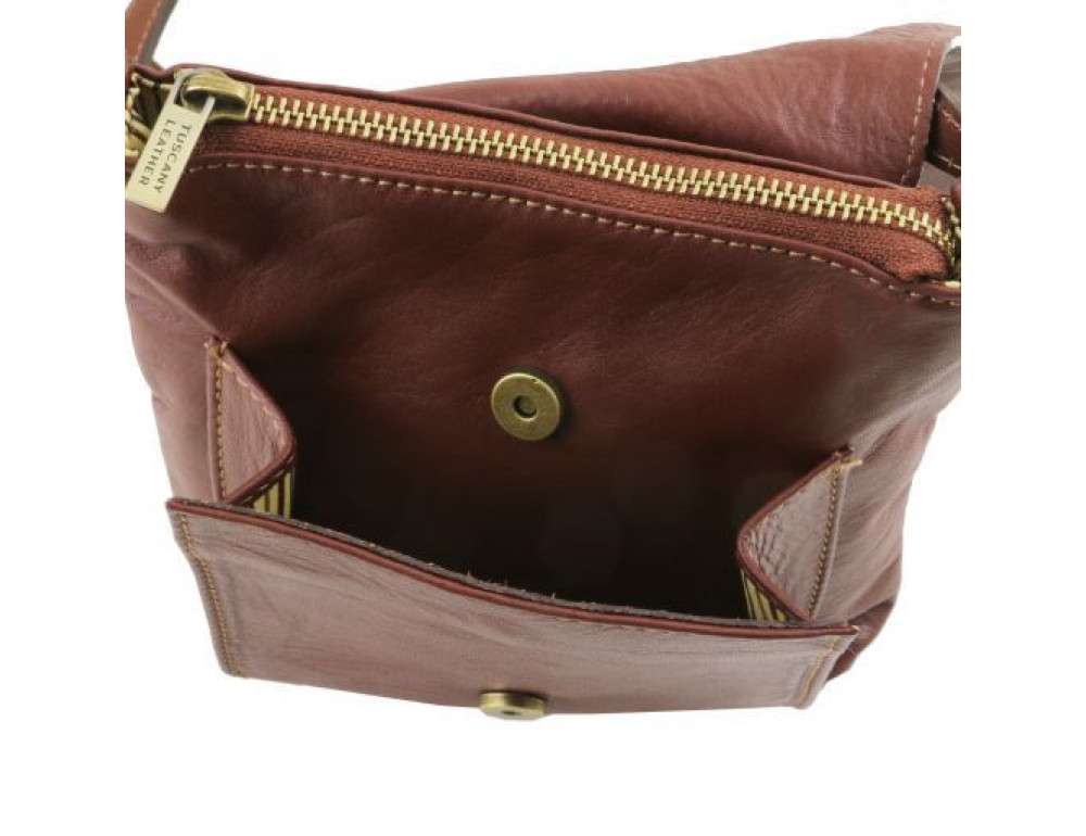 Коричнева шкіряна сумка через плече Tuscany Leather TL141510 Brown - Фотографія № 6