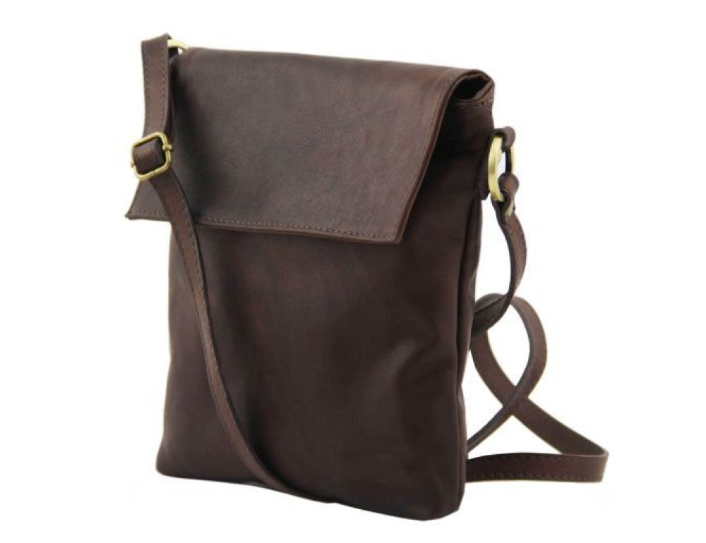 Чорна шкіряна сумка месенджер з клапаном Tuscany Leather TL141511 Black - Фотографія № 2