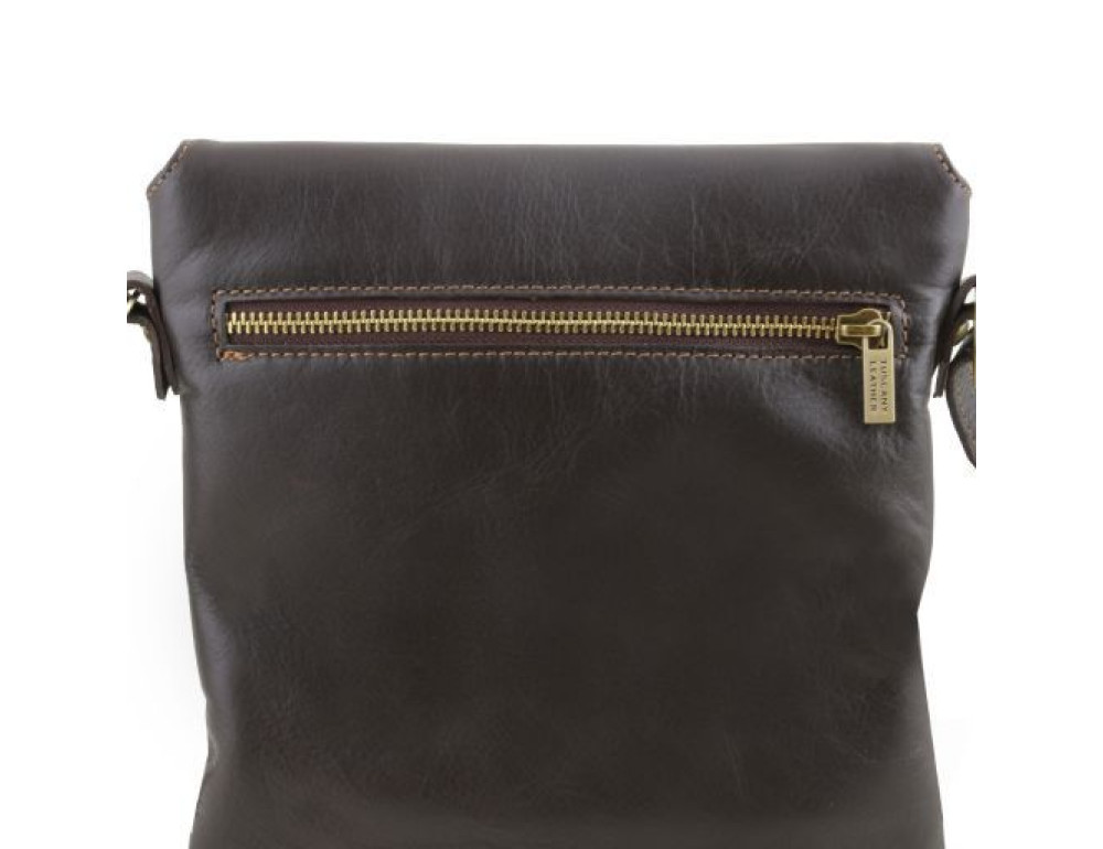 Чорна шкіряна сумка месенджер з клапаном Tuscany Leather TL141511 Black - Фотографія № 5