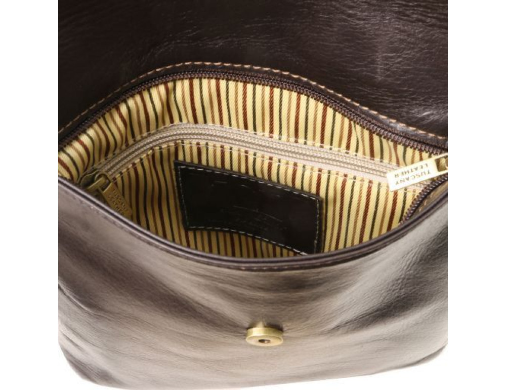 Чорна шкіряна сумка месенджер з клапаном Tuscany Leather TL141511 Black - Фотографія № 6