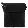 Чорна шкіряна сумка месенджер з клапаном Tuscany Leather TL141511 Black