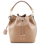Бежева жіноча шкіряна сумка мішок Tuscany Leather Vittoria TL141531 Champagne - Фотографія № 100