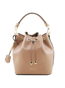 Бежева жіноча шкіряна сумка мішок Tuscany Leather Vittoria TL141531 Champagne