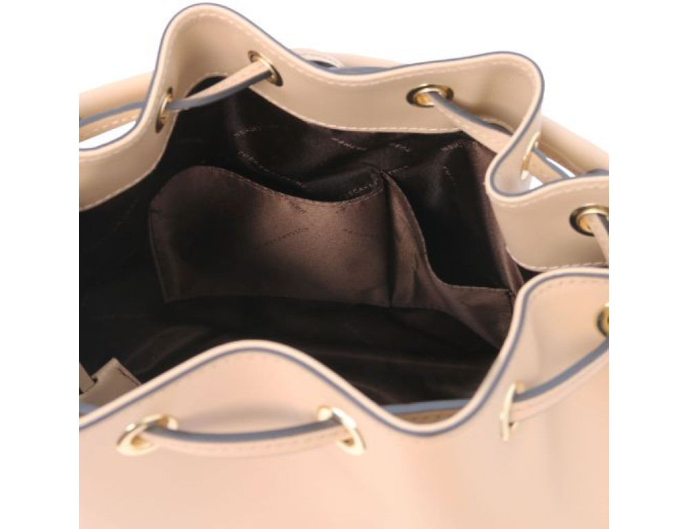 Бежева жіноча шкіряна сумка мішок Tuscany Leather Vittoria TL141531 Champagne - Фотографія № 5