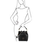 Чорна жіноча шкіряна сумка мішок Tuscany Leather Vittoria TL141531 Black - Фотографія № 101
