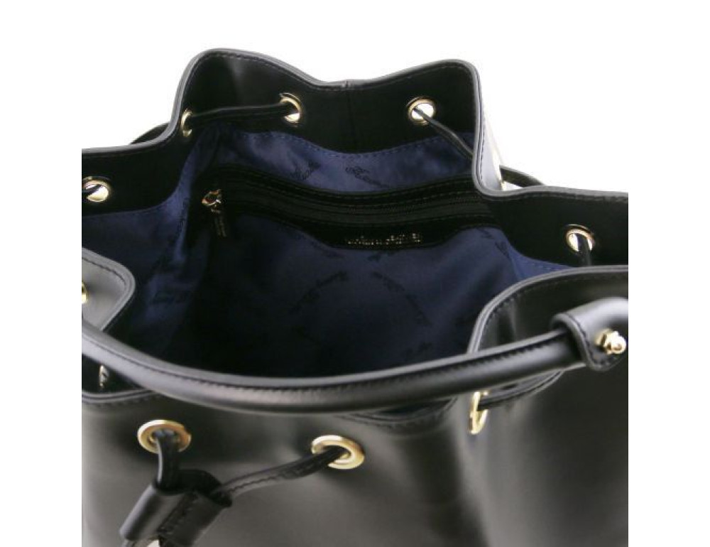 Чорна жіноча шкіряна сумка мішок Tuscany Leather Vittoria TL141531 Black - Фотографія № 5