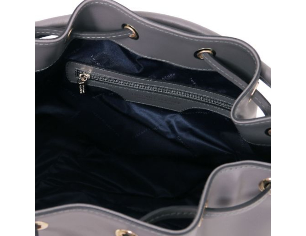 Сіра жіноча шкіряна сумка мішок Tuscany Leather Vittoria TL141531 Gray - Фотографія № 5