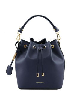 Темно-синя жіноча шкіряна сумка мішок Tuscany Leather Vittoria TL141531 Navy
