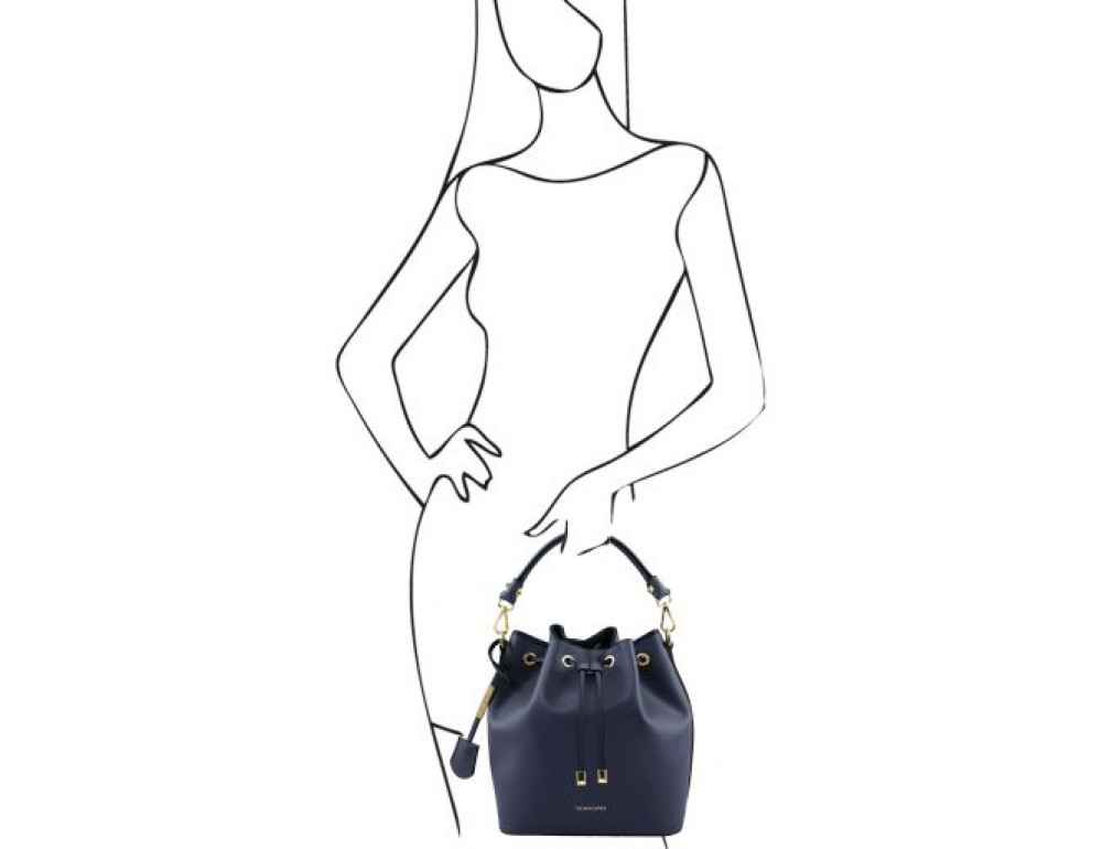 Темно-синя жіноча шкіряна сумка мішок Tuscany Leather Vittoria TL141531 Navy - Фотографія № 2
