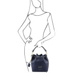 Темно-синя жіноча шкіряна сумка мішок Tuscany Leather Vittoria TL141531 Navy - Фотографія № 101