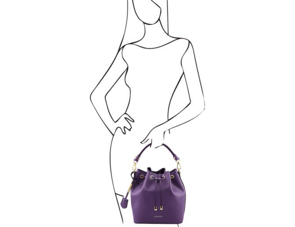 Фіолетова жіноча шкіряна сумка мішок Tuscany Leather Vittoria TL141531 Purple - Фотографія № 2