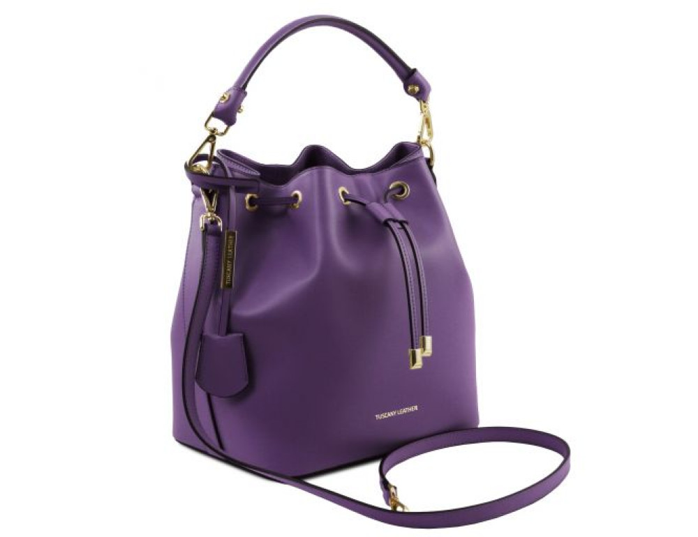 Фіолетова жіноча шкіряна сумка мішок Tuscany Leather Vittoria TL141531 Purple - Фотографія № 3