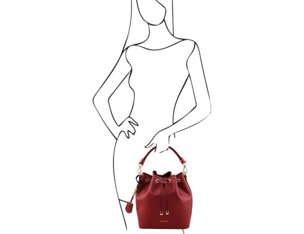 Червона жіноча шкіряна сумка мішок Tuscany Leather Vittoria TL141531 Red - Фотографія № 2