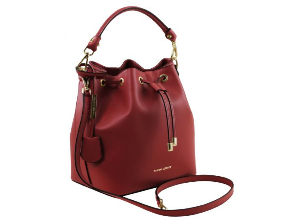 Червона жіноча шкіряна сумка мішок Tuscany Leather Vittoria TL141531 Red - Фотографія № 3