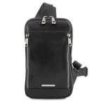 Молодіжна брендовий чоловіча сумка нагрудна Tuscany Leather TL141536 Black - Фотографія № 100