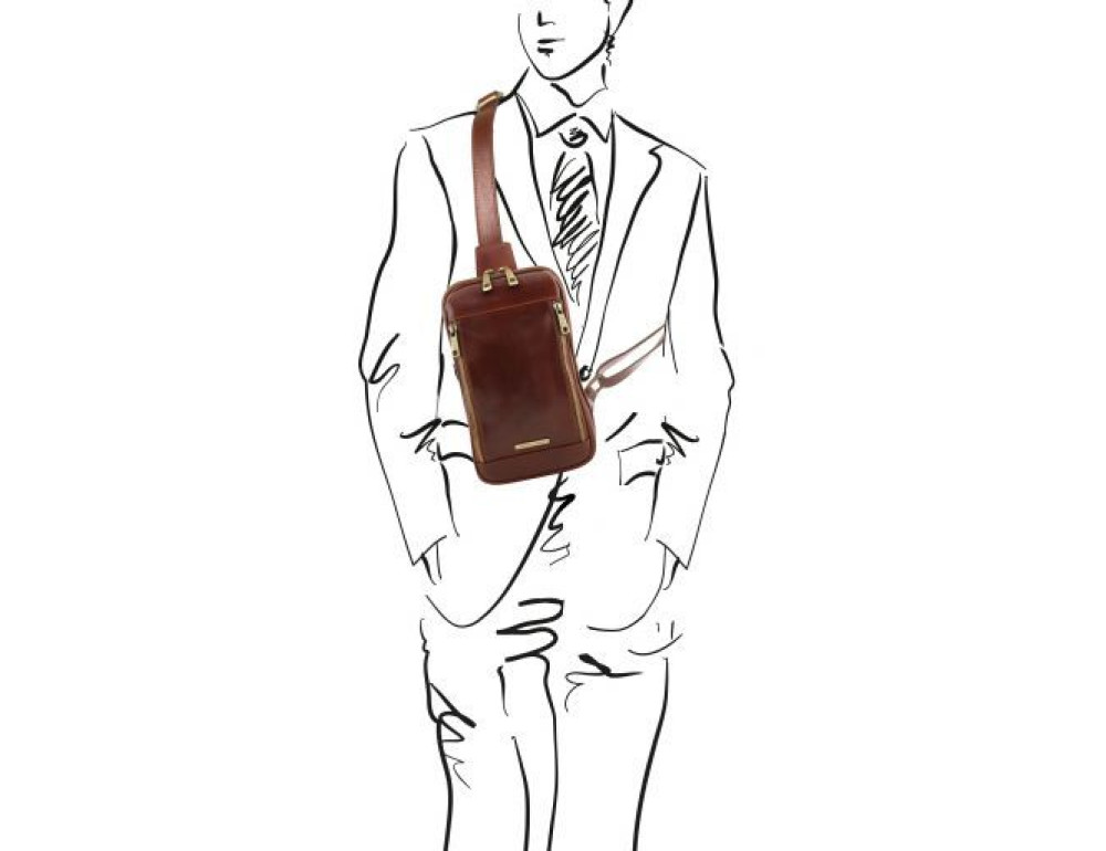 Коричнева чоловіча сумка слінг Tuscany Leather TL141536 Brown - Фотографія № 2