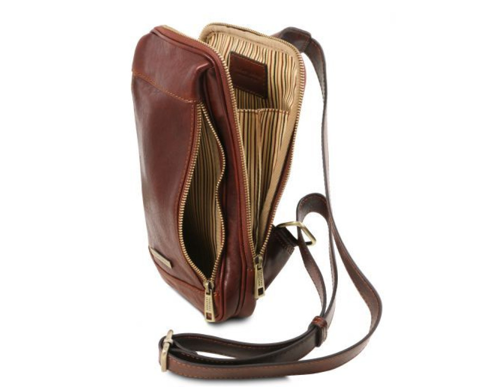 Коричнева чоловіча сумка слінг Tuscany Leather TL141536 Brown - Фотографія № 5