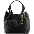 Чорна жіноча шкіряна сумка з плетеної шкіри KEYLUCK Tuscany Leathe TL141573 Black - Фотографія № 100