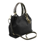 Чорна жіноча шкіряна сумка з плетеної шкіри KEYLUCK Tuscany Leathe TL141573 Black - Фотографія № 102