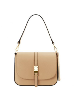 Пудровая жіноча сумочка через плече Tuscany Leather TL141598 CHAMPAGNE