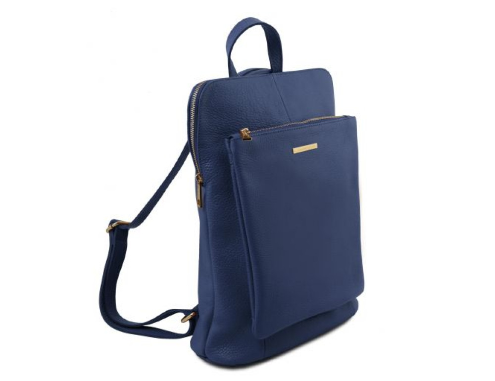 Темно-синій жіночий рюкзак-сумка зі шкіри Tuscany Leather TL141682 Dark Blue - Фотографія № 3
