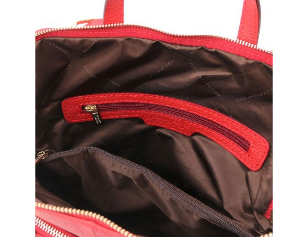 Червоний шкіряний рюкзак жіночий Tuscany Leather TL141682 Red - Фотографія № 4
