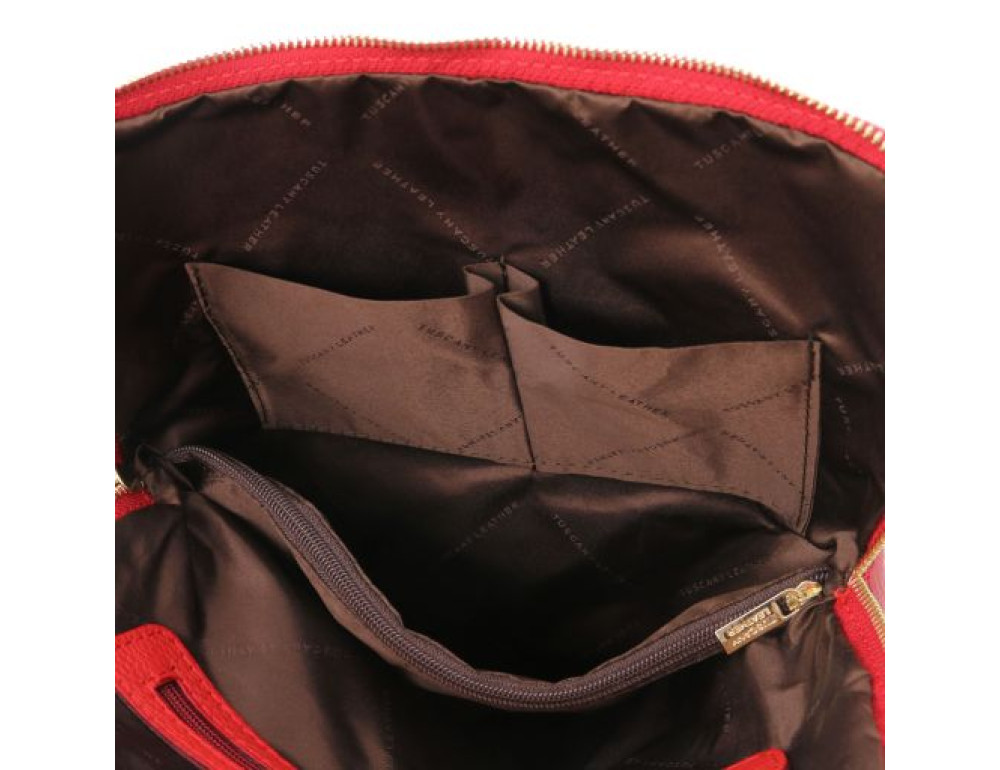 Червоний шкіряний рюкзак жіночий Tuscany Leather TL141682 Red - Фотографія № 5