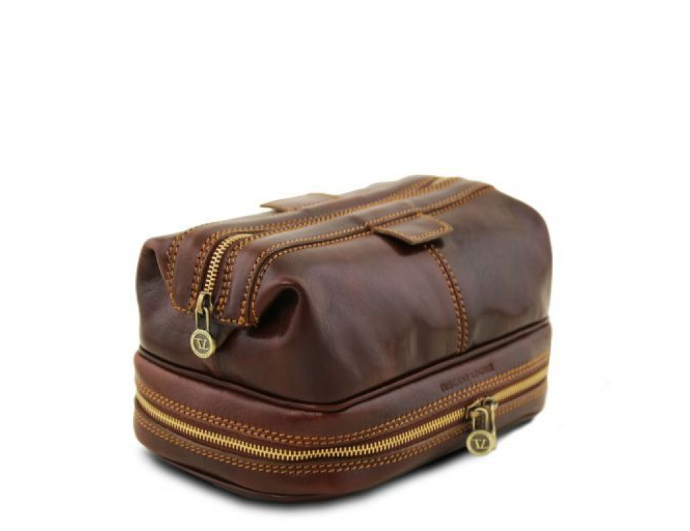 Світло-коричнева шкіряна косметичка Tuscany Leather TL141717 Med - Фотографія № 2