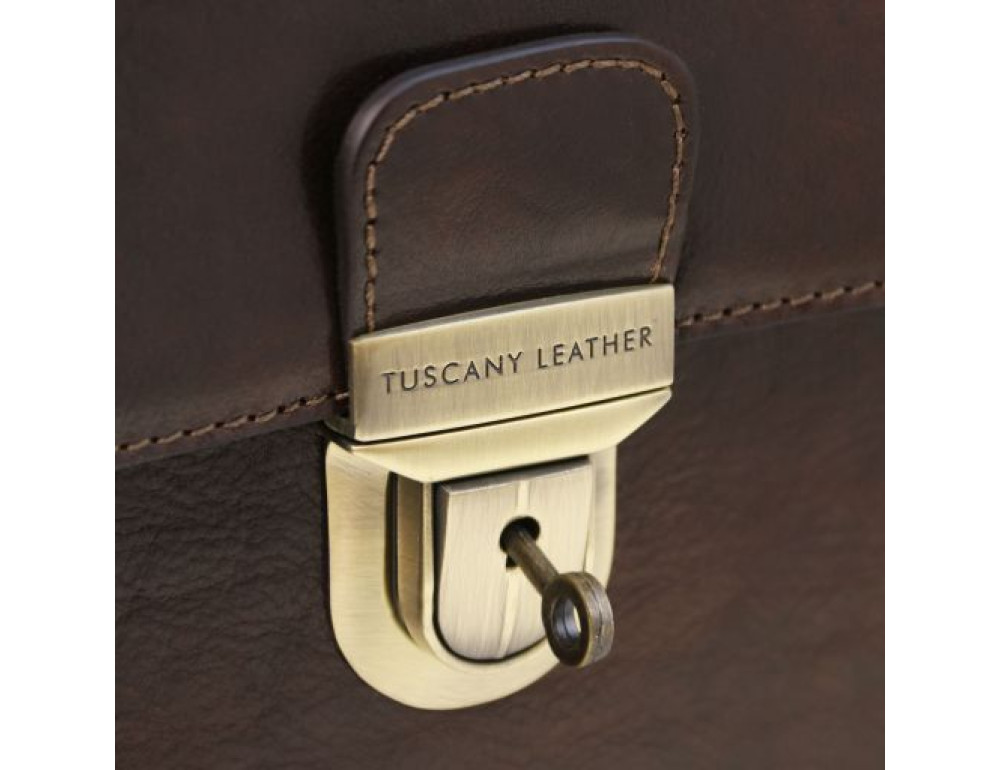 Чорний шкіряний портфель чоловічий Tuscany Leather TL141732 Black - Фотографія № 4