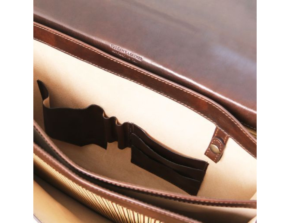 Чорний шкіряний портфель чоловічий Tuscany Leather TL141732 Black - Фотографія № 6