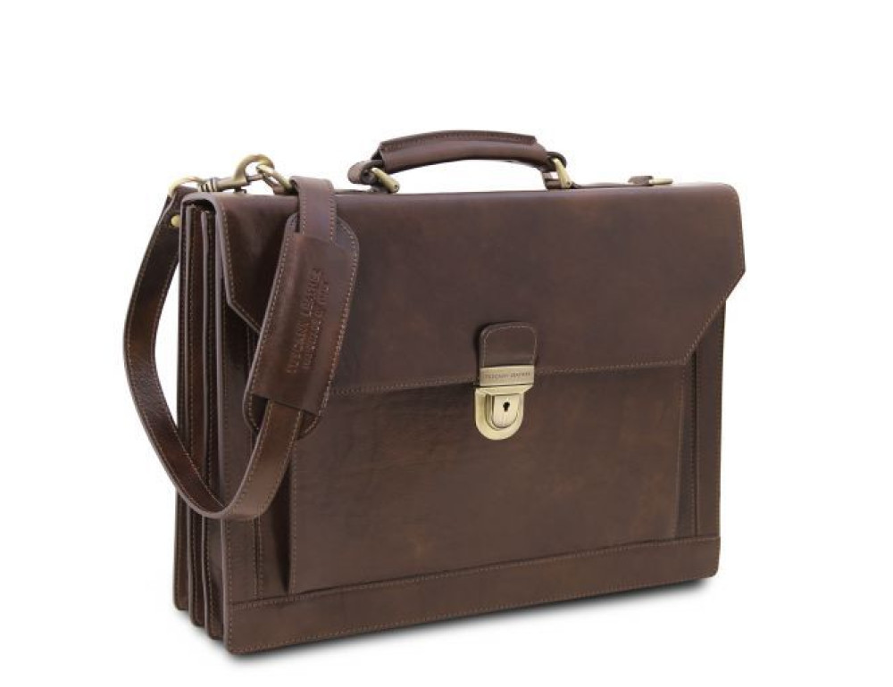 Чорний шкіряний портфель чоловічий Tuscany Leather TL141732 Black - Фотографія № 8