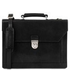 Чорний шкіряний портфель чоловічий Tuscany Leather TL141732 Black - Фотографія № 100
