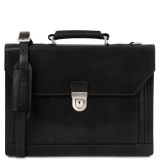 Чорний шкіряний портфель чоловічий Tuscany Leather TL141732 Black
