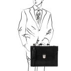 Чорний шкіряний портфель чоловічий Tuscany Leather TL141732 Black - Фотографія № 101