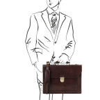 Темно-коричневий шкіряний чоловічий портфель Tuscany Leather TL141732 Dark Brown - Фотографія № 101