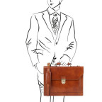 Світло-коричневий шкіряний портфель чоловічий Tuscany Leather TL141732 Med - Фотографія № 101