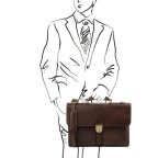 Темно-коричневий італійський портфель з натуральної шкіри Tuscany Leathe TL141825 Dark Brown - Фотографія № 101