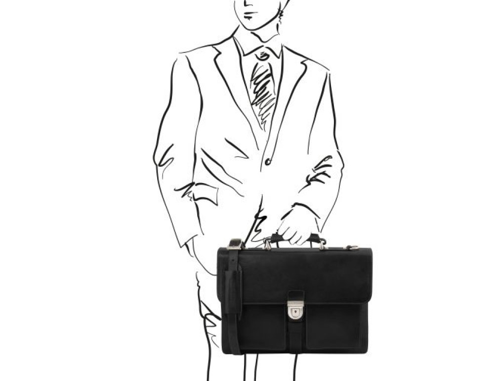 Великий чорний портфель Tuscany Leathe TL141825 Black - Фотографія № 2