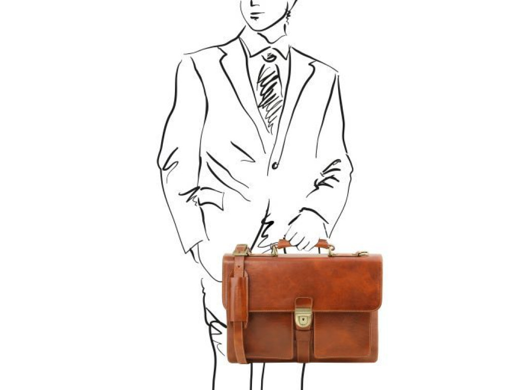 Світло-коричневий чоловічий шкіряний портфель Tuscany Leather TL141825 Med - Фотографія № 2