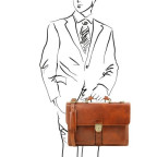 Світло-коричневий чоловічий шкіряний портфель Tuscany Leather TL141825 Med - Фотографія № 101