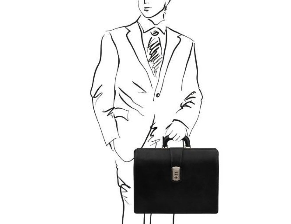 Чоловік шкіряний саквояж-портфель Tuscany Leather TL141826 Black - Фотографія № 2
