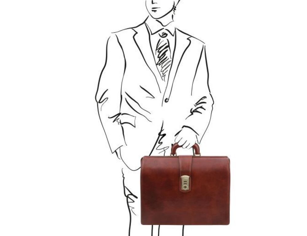 Шкіряний чоловічий саквояж-портфель Tuscany Leather TL141826 Brown - Фотографія № 2